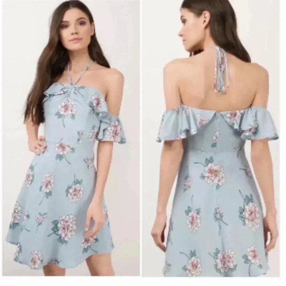 J.O.A. Dresses & Skirts - J.O.A. Summer off shoulder halter neck dress